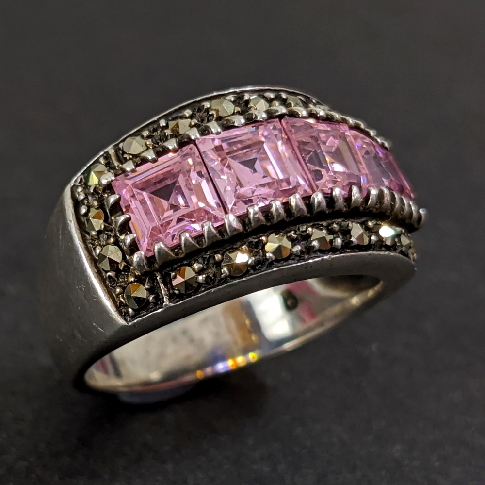 Vintage Pink and Silver Ring